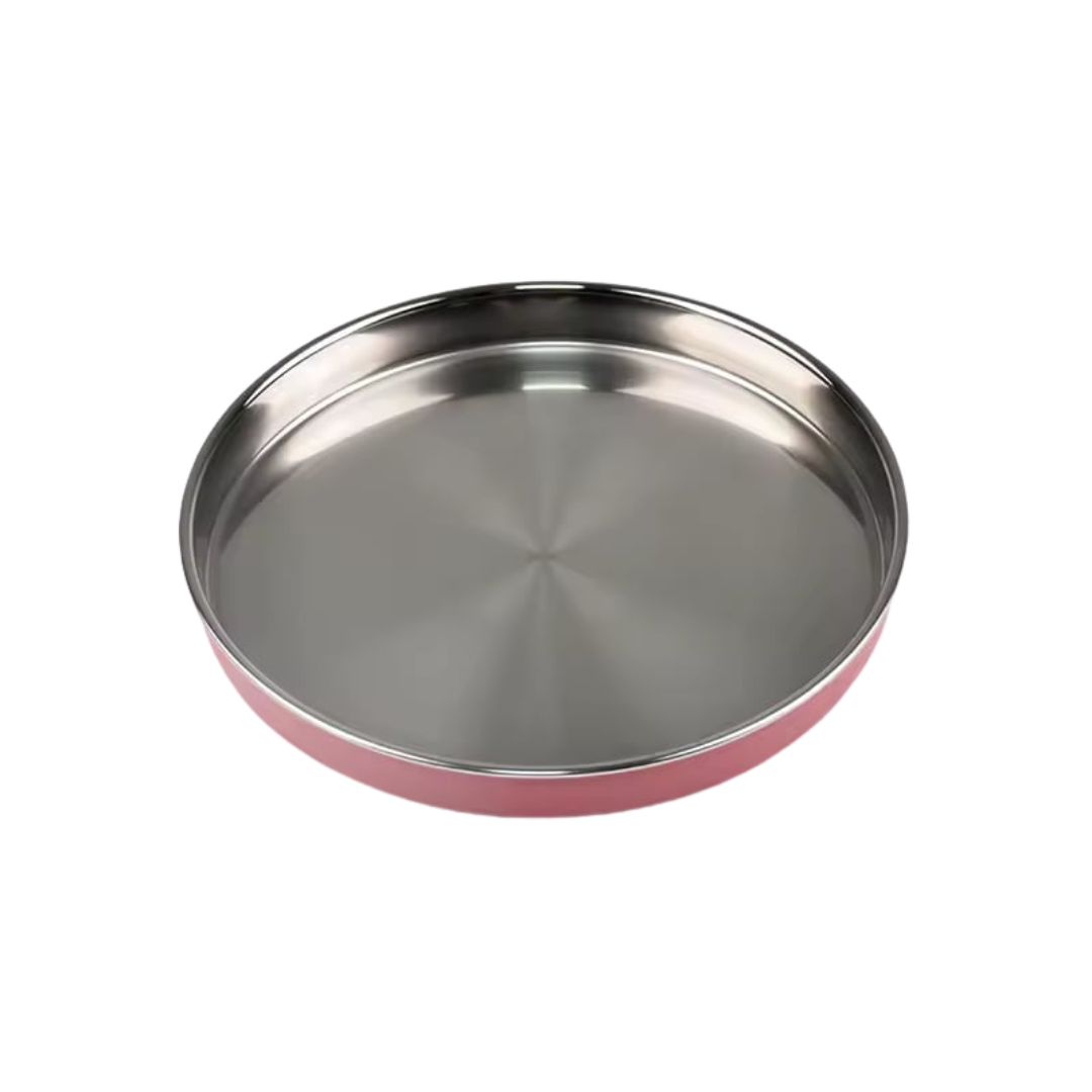Stainless Steel Flat Feeding Plate: Slow Feeder Dog Bowl for Natural Eating 9"