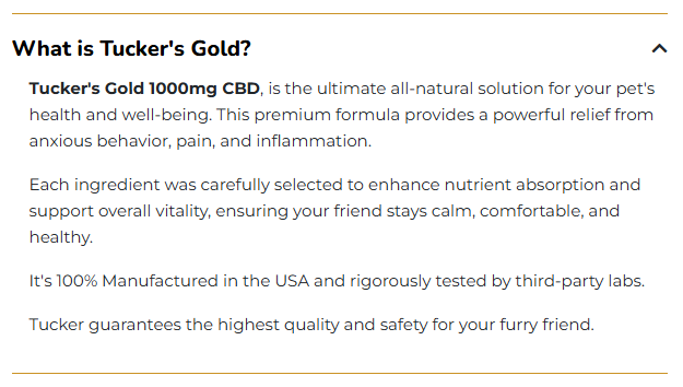 TUCKER'S GOLD 1000MG - #1 Vet Recommended
