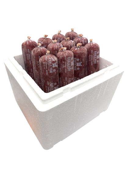 Beef & Organ + Bone 80/10/10 Raw Dog Food Case (12 x 2lb Chubs) - TEMPORARILY OUT OF STOCK
