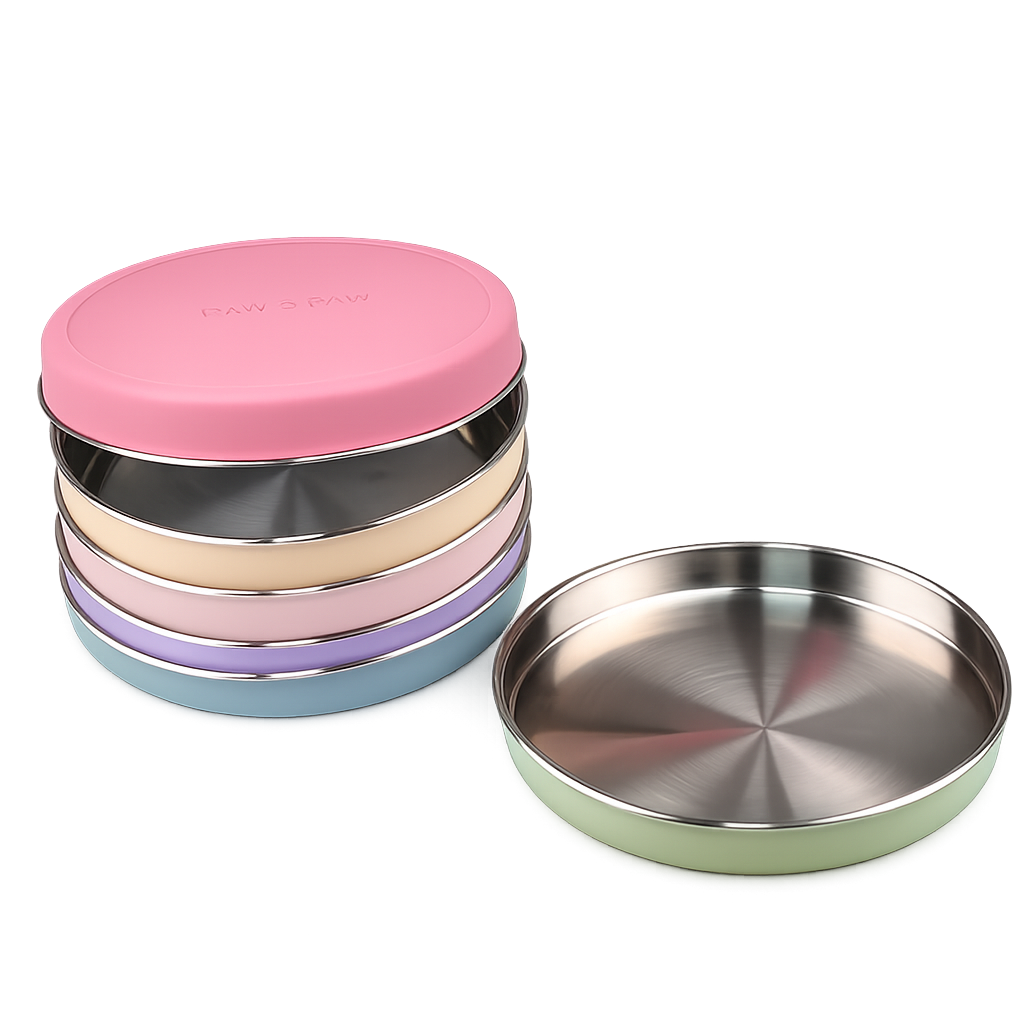 Stainless Steel Flat Feeding Plate: Slow Feeder Dog Bowl for Natural Eating 9"