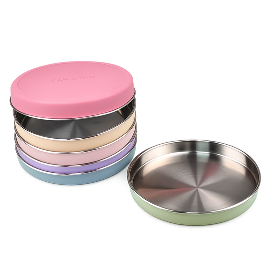 Stainless Steel Flat Feeding Plate: Slow Feeder Dog Bowl for Natural Eating 9"
