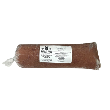 Whole Carcass Turkey - Raw Dog Food Case (5 x 5lb Chubs)