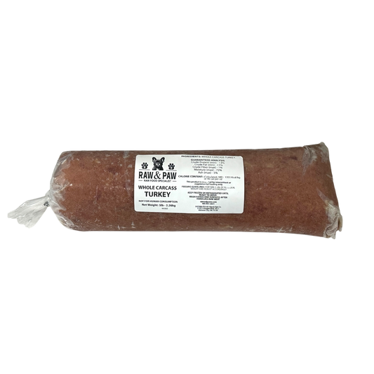 Whole Carcass Turkey - Raw Dog Food Case (5 x 5lb Chubs)