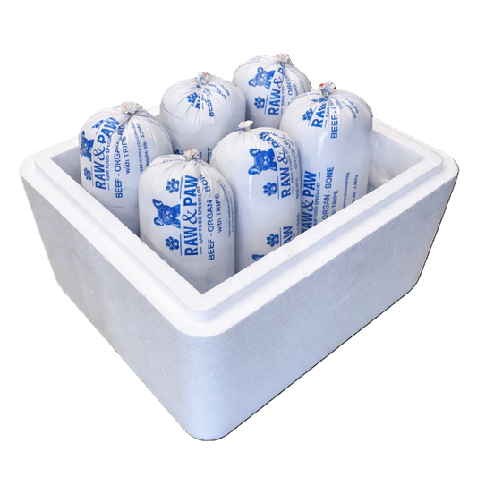 Beef, Organ & Tripe + Bone Raw Dog Food Case (6 x 5lb Chubs)