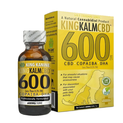 King Kalm CBD product packaging with bottle and box on a white background