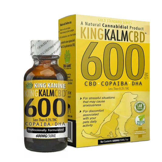 King Kalm CBD product packaging with bottle and box on a white background