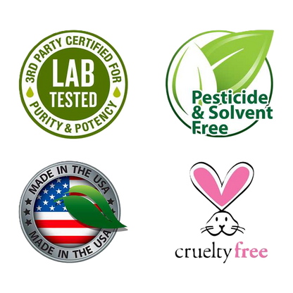 Four product certification logos on a white background