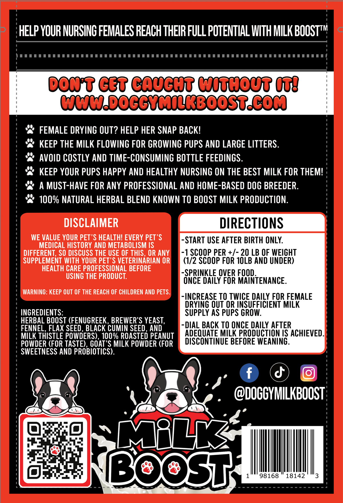 Milk Boost back label