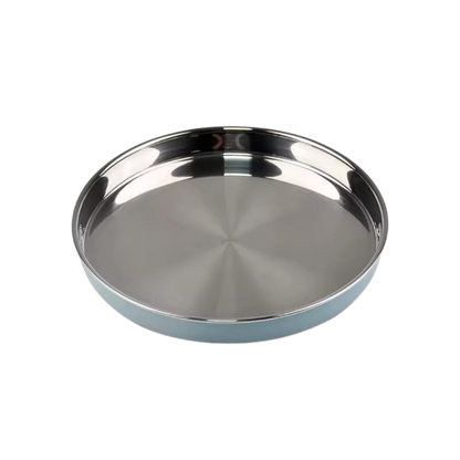 Stainless Steel Flat Feeding Plate: Slow Feeder Dog Bowl for Natural Eating 9"