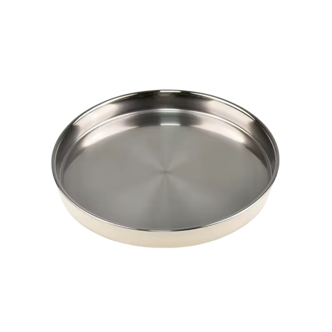 Stainless Steel Flat Feeding Plate: Slow Feeder Dog Bowl for Natural Eating 9"