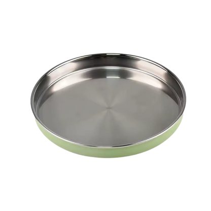 Stainless Steel Flat Feeding Plate: Slow Feeder Dog Bowl for Natural Eating 9"